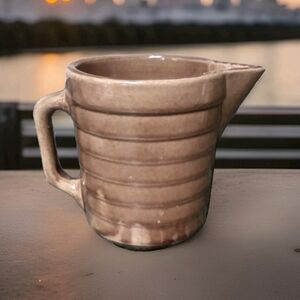 Vintage  Monmouth USA Pottery Ringed Utility Batter Water Pitcher Browns